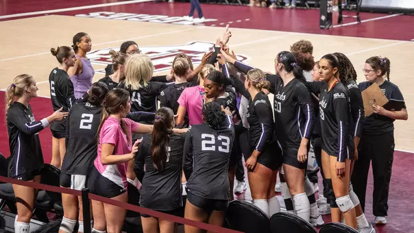 Team huddle at Texas A&M (9.15.26)