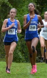 Sophomore Desyre Blackburn continues to run near the front of the pack for the Seton Hall women