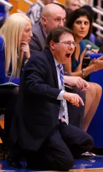 Head coach Anthony Bozzella and the Pirates head to No. 17 West Virginia in the Preseason WNIT quarterfinals.