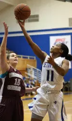 Ka-Deidre Simmons goes up for a layup against Philadelphia on Saturday afternoon.