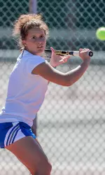 Freshman Julie Martiny recorded the first dual match victory of her career