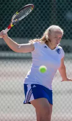Junior Madison Shoemaker leads the squad in both singles and doubles victories this season