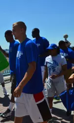 Members of the Seton Hall men's and women's basketball teams Walk for Team Walker on Saturday in Jersey City