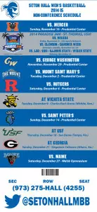 2014-15 Seton Hall Men's Basketball Non-Conference Schedule