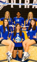 Seton Hall's seniors... (back) Stacey Manthorpe, Ashani Rubin and Shelbey Manthorpe (front) Jamie Froning, Simona Sekulova and Sam Duncan