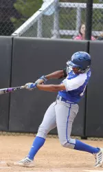 Junior Yasmin Harrell recorded hits in both games for SHU on Saturday.