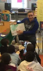 Seton Hall student-athletes spent a morning at Lincoln Avenue Elementary School as part of the Reading with the Pirates program