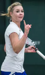Senior Hannah Liljekvist topped Georgetown's #1 singles player Victoire Saperstein in straight sets on Saturday