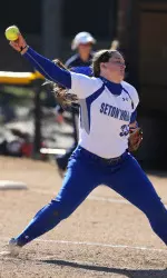 Senior Casey Moses quieted the Georgetown bats in a complete game performance that helped clinch the Pirates' spot in the BIG EAST Tournament