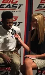 Myles Carter speaks with BEDN correspondent Cayleigh Griffin at the conclusion of BIG EAST Freshmen Fundamentals.