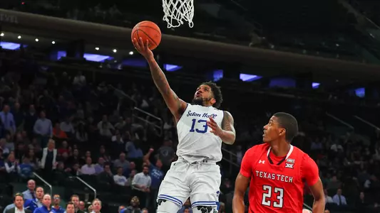 NEW YORK, NY - NOVEMBER 30:  Seton Hall Pirates guard Myles Powell (13) during the second half of the Under Armour Reunion College Basketball game between the Seton Hall Pirates and the Texas Tech Red Raiders on November 30, 2017, at Madison Square Garden in New York, NY.  (Photo by Rich Graessle/Icon Sportswire)