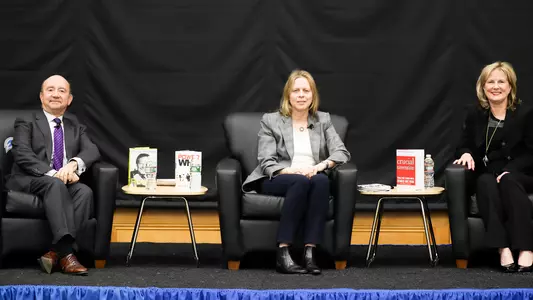 2018 Leadership Forum Panelists Len DeLuca, Val Ackerman and Nancy Holecek