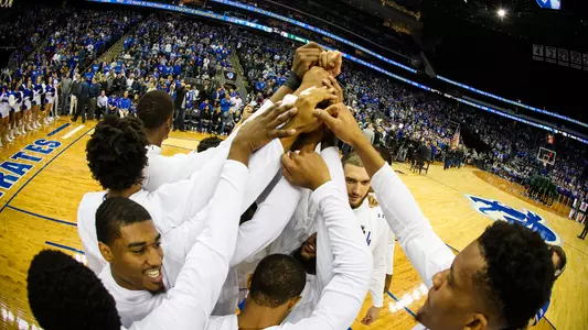 Men's Basketball Team Huddle Prior to Michigan State Game