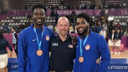 Myles Cale, Kevin Willard and Myles Powell With Bronze Medals