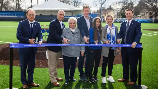 Mike Sheppard, Sr. Stadium Ribbon Cutting: President Nyre; Rob Sheppard; Phyllis Sheppard; Andreas Lindberg; Dani Camilleri; Ciara Crinion; Bryan Felt