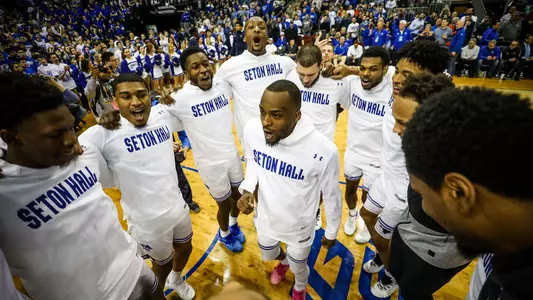 Men's Basketball Team Huddle Prior to Villanova Game