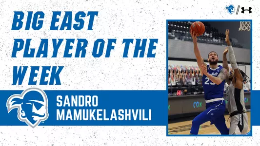 Sandro Mamukelashvili BIG EAST Player of the Week Feb. 8 Graphic