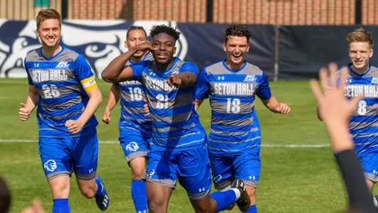 Mo Williams Celebrates with Men's Soccer Team 2021 BIG EAST Semifinal