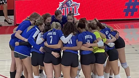 Volleyball team before NJIT match