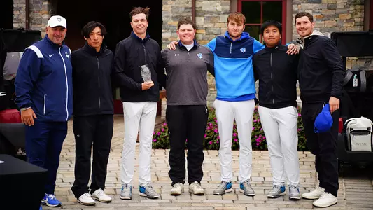Seton Hall Men's Golf Team poses after placing second at the UConn Invitational