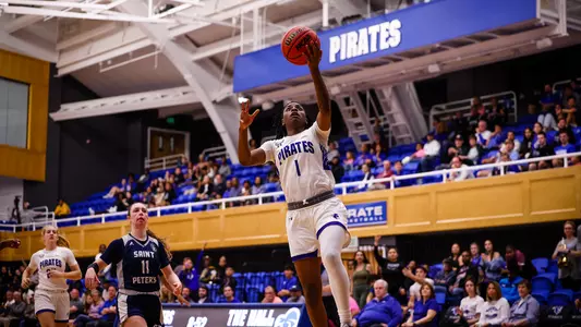 Sha'Lynn Hagans rises for a layup against Saint Peter's on Nov. 7