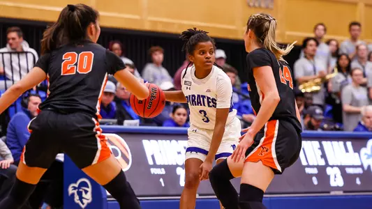 Lauren Park-Lane looks to pass the ball against Princeton on Nov. 14.
