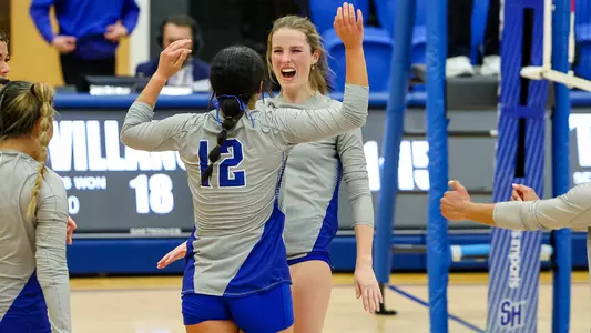 Jenna Walsh celebrates after a point against Villanova on Nov. 19