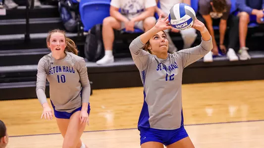 Taylor Jakubowski delivers a set during Seton Hall's match against UConn.