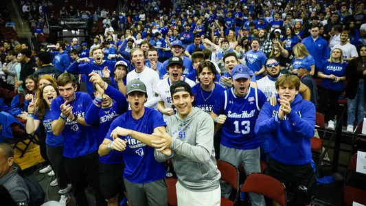 Excited Student Fans at Prudential Center During Monmouth Game