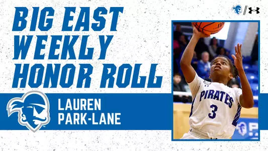 Lauren Park-Lane graphic announcing her status on the BIG EAST Weekly Honor Roll
