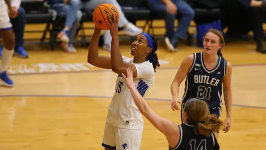 Azana Baines goes for a shot against Butler on Dec. 31