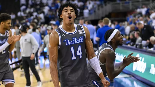 Jared Rhoden celebrates win over Creighton