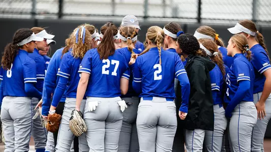 Softball Team Huddle vs Creighton on March 20, 2022