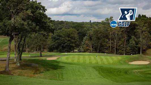 Graphic of the Yale Golf Course with NCAA logo for the 2022 NCAA Men's Golf Regional