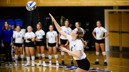 Jenna Walsh serves during a Seton Hall volleyball match in 2021