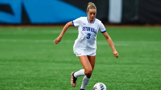 Rachel Gerrie dribbles the ball against DePaul