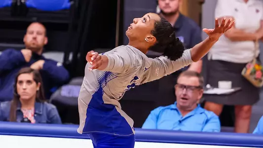 Perri Lucas goes for a spike against NJIT on Aug. 31.