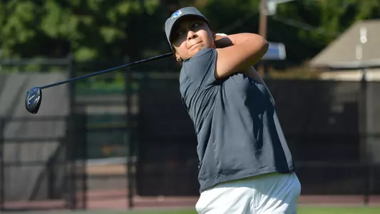 Renee Rane takes a swing during a practice round in the fall of 2023.