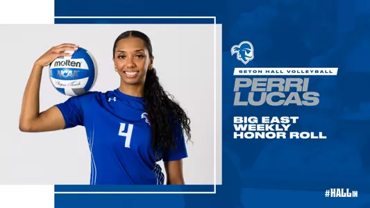Perri Lucas graphic announcing she's on the BIG EAST Weekly Honor Roll