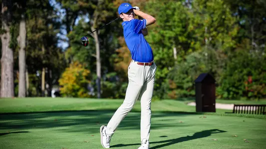 Jack Bosworth takes a swing during a practice round in the fall of 2023
