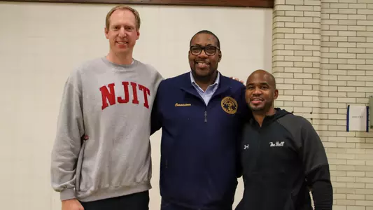 NJIT head coach Grant Billmeier, Jerry Walker, Seton Hall head coach Shaheen Holloway