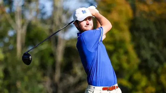 George Fricker takes a swing during a practice round in the fall of 2023