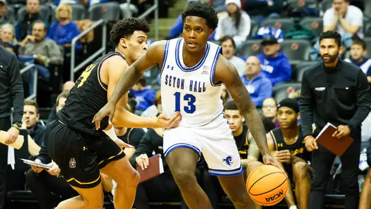 Jaquan Sanders drives to the basket vs. Albany
