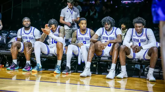 The Seton Hall bench before its game against Albany
