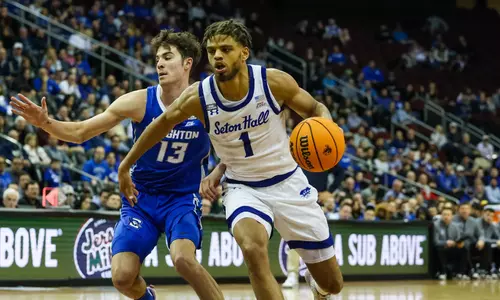 Tray Jackson drives to the basket against Creighton