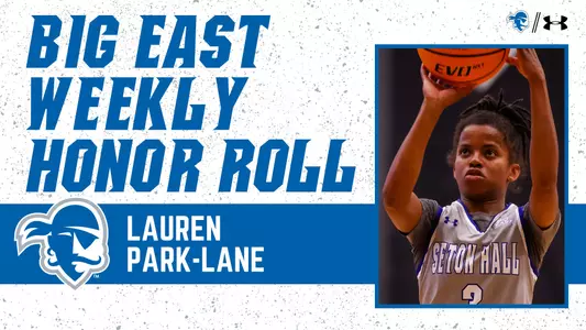 Lauren Park-Lane graphic announcing her status on the BIG EAST Weekly Honor Roll on Feb. 20