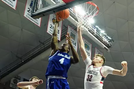 Tyrese Samuel goes up for a layup at UConn