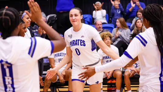 Alexia Allesch comes off the bench during the starting lineups on Feb. 18