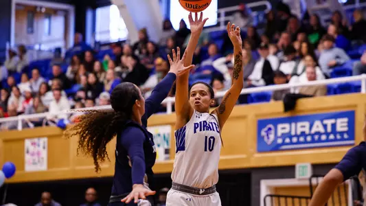Mya Bembry takes a shot against Xavier on Feb. 18