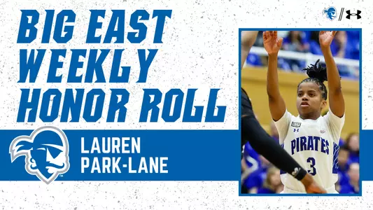 Lauren Park-Lane graphic announcing her status on the BIG EAST Weekly Honor Roll